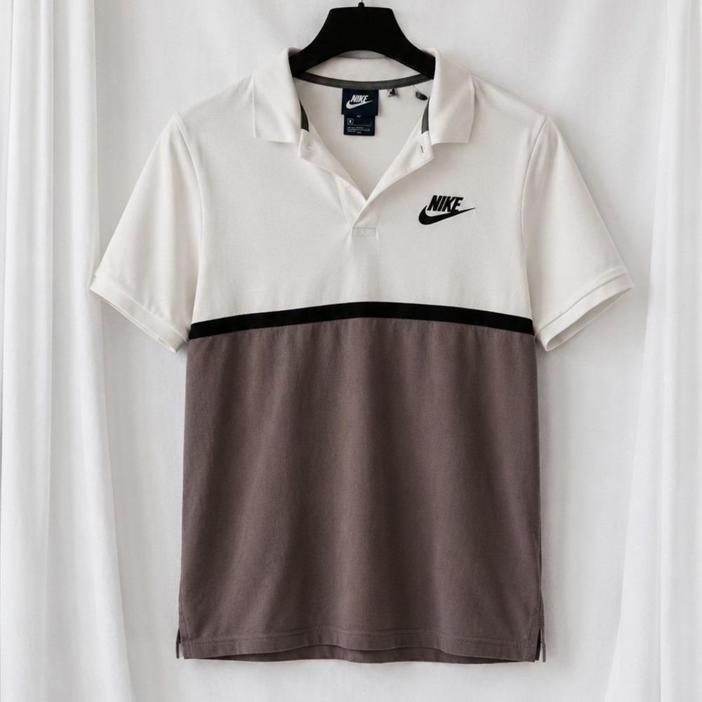 Nike Sportswear Polo Shirt Colorblock Slim Fit Large White Gray Black Mens Golf